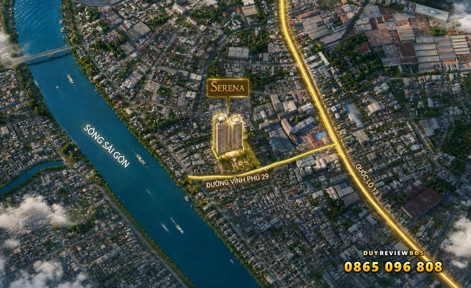 Mạng lưới giao thông kết nối liên vùng thuận tiện từ vị trí Serena Riverside